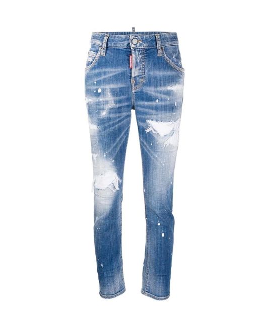 DSquared² Blue Distressed Skinny Jeans