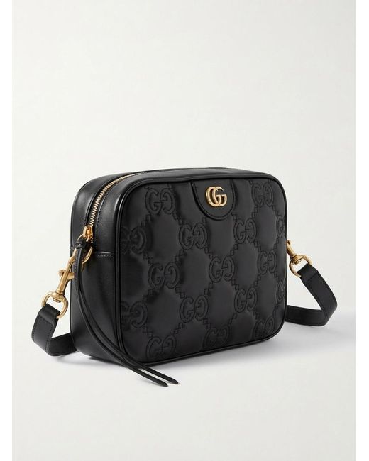 Gucci Black Gg-Quilted Zipped Crossbody Bag