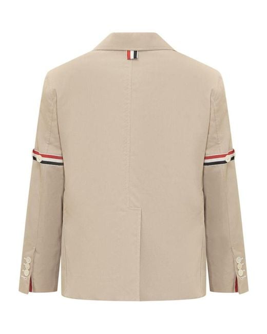 Thom Browne Natural Single Breasted Cropped Jacket