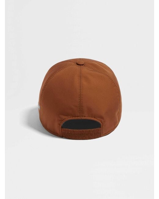 Zegna Brown Embroidered Curved Peak Baseball Cap for men
