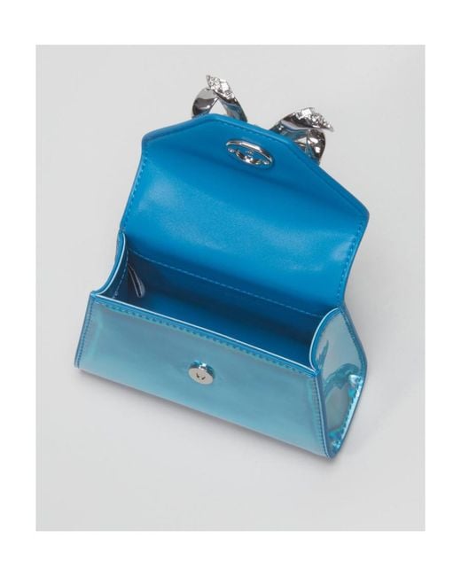 Self-Portrait Blue Metal Bow Shoulder Bag