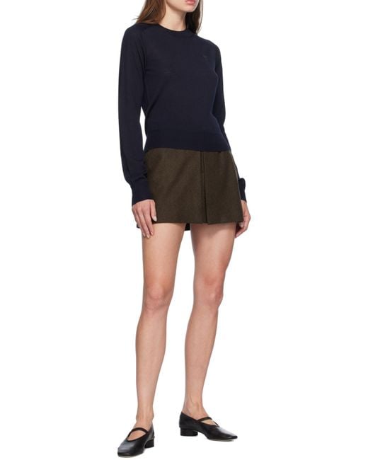 AMI Blue Ami Logo Embroidered Knitted Jumper