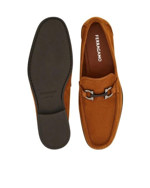 Ferragamo Brown Gancini Buckle Loafer for men