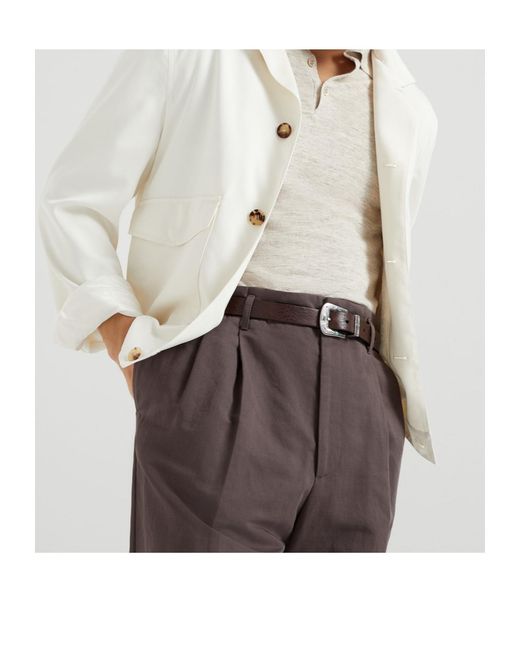 Brunello Cucinelli White Shirt-Style Jacket for men
