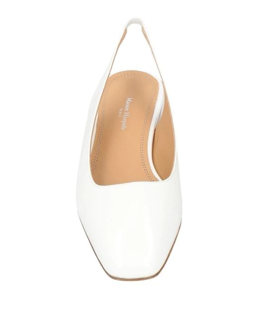 Maison Margiela Natural Patent Leather Square Toe Ballet Flats