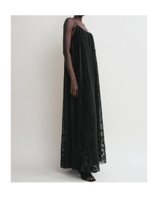 Totême Black Totême Floral Tulle Midi Slip Dress