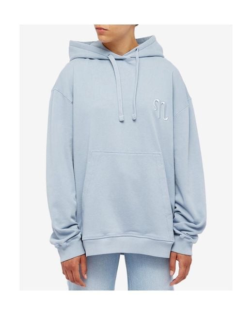 Nanushka Blue Logo-Embroidered Oversize Hoodie