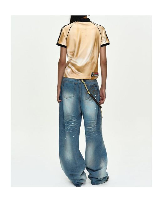 ANDERSSON BELL Metallic Printed Football Zipper T-Shirt
