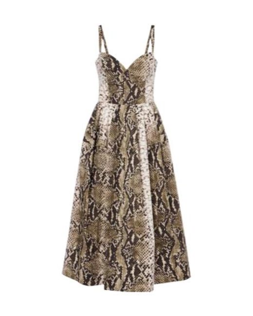 Oscar de la Renta Natural Snake-Effect Cotton-Blend Poplin Gown