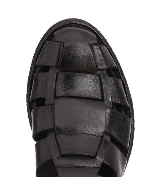 Officine Creative Black Round Toe Flat Sandals for men