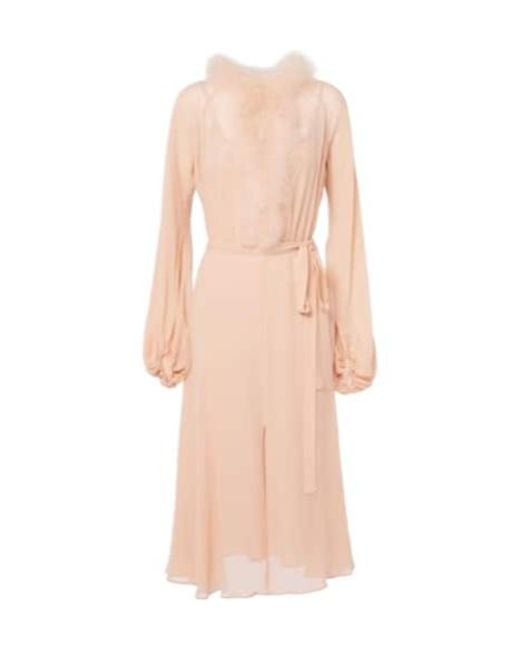 Blumarine Pink Georg Feather-Trimmed Midi Dress