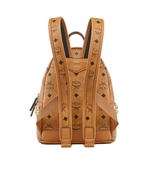 MCM Brown Monogram Printed Zipped Backpack