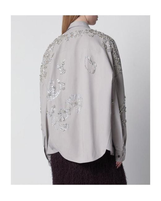 Dries Van Noten Gray Long-Sleeved Shirt