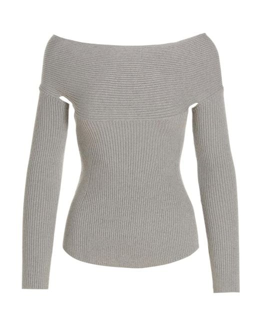 Khaite Gray Salma Open-Back Ribbed Top