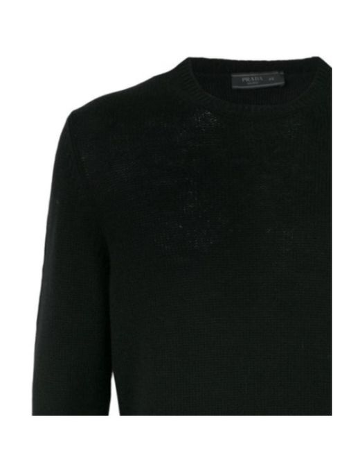 Prada Black Cashmere Crew-Neck Sweater for men