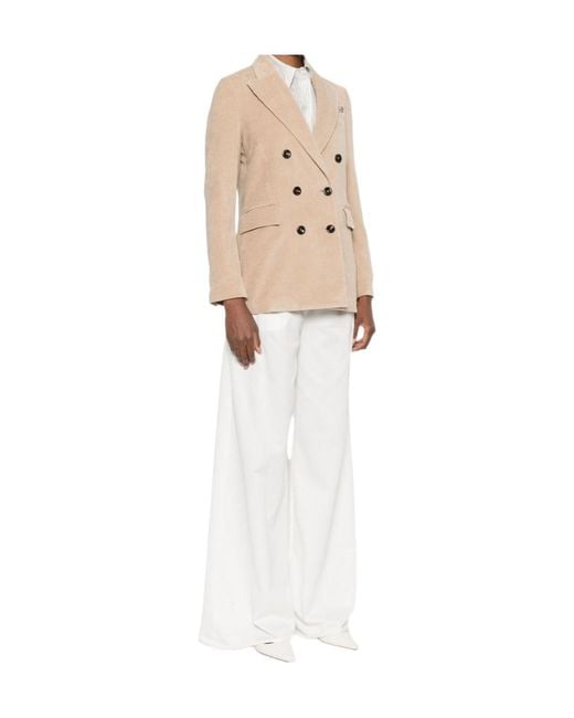 Circolo 1901 White Double-Breasted Velvet Jacket