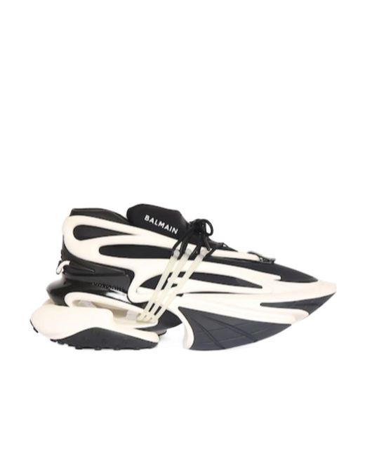 Balmain White Unicorn Low-Top Casual Sneakers for men