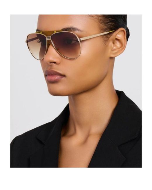 Linda Farrow Metallic Aviator Sunglasses