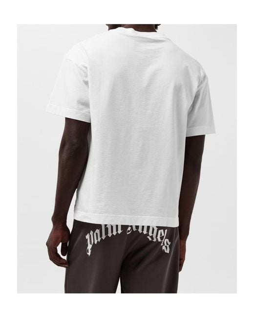 Palm Angels White Logo Short-Sleeved T-Shirt for men