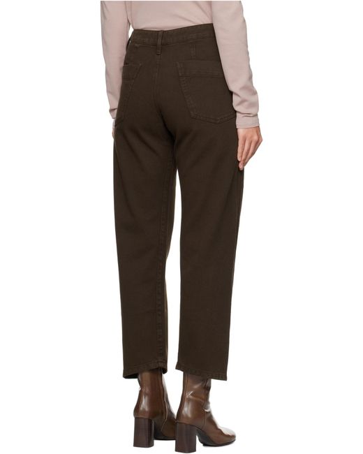Lemaire Brown High-Waisted Cropped Leg Trousers