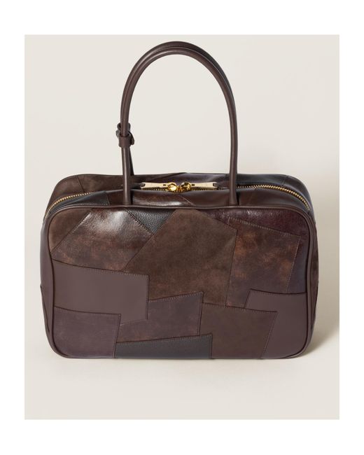 Miu Miu Brown Leather Patchwork Beau Bag