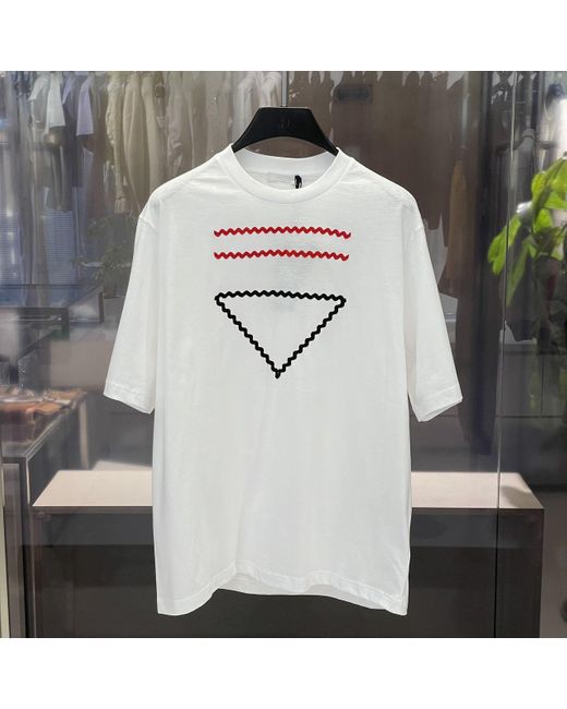 Prada Gray Logo T-Shirt With Round Neck for men