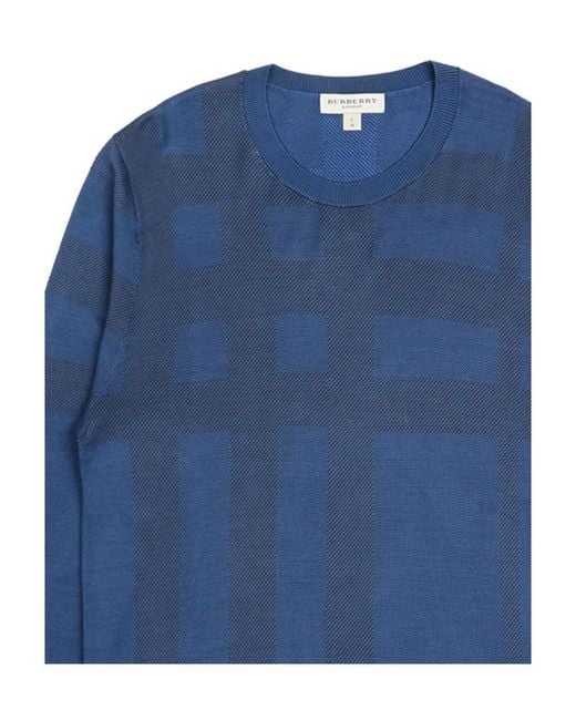 Burberry Blue Plaid Detail Pullover for men