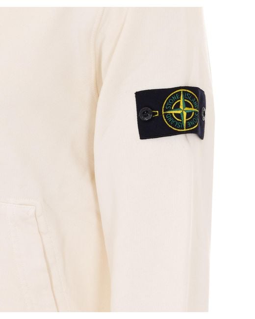 Stone Island Natural Zip-Up Drawstring Hoodie for men