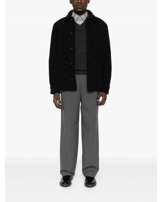 A.P.C. Black V-Neck Wool Sweater for men