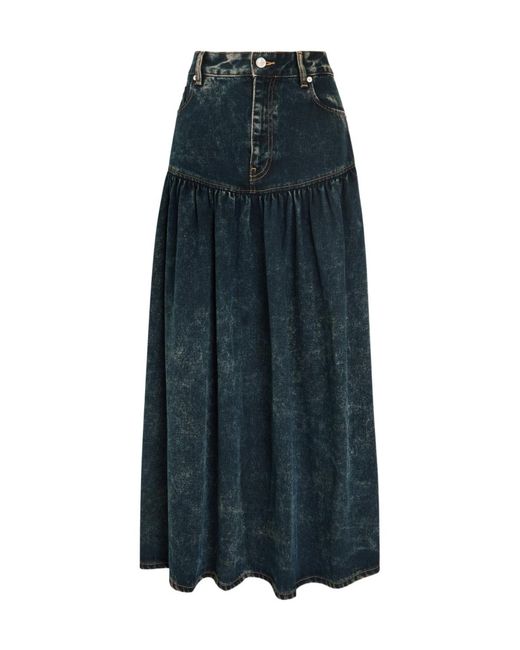 Ganni Blue Denim Maxi Skirt