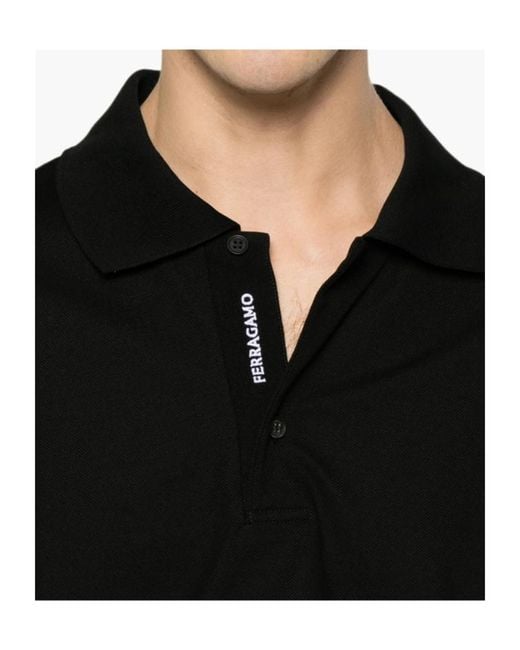 Ferragamo Black Short-Sleeved Polo Shirt for men