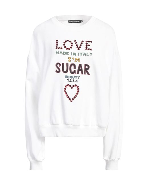 Dolce & Gabbana White Solid Color Applique Sweatshirt