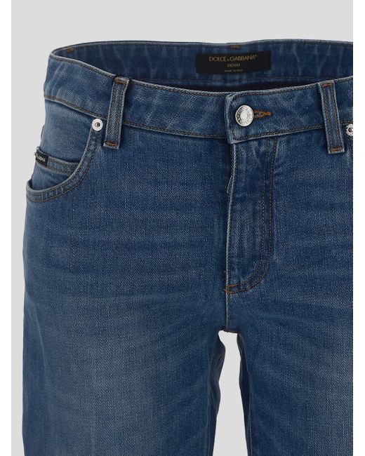 Dolce & Gabbana Blue Logo Plaque Flared Jeans