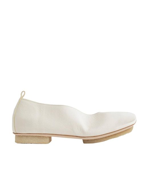 Uma Wang White Asymmetric-Toe Leather Ballerina Shoes