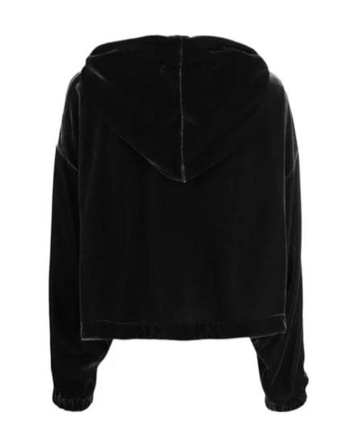 Aspesi Black Velvet Hooded Sweater