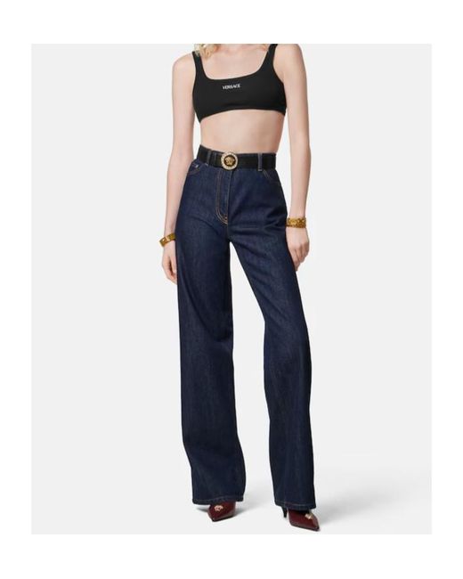 Versace Black Ribbed Cropped Top