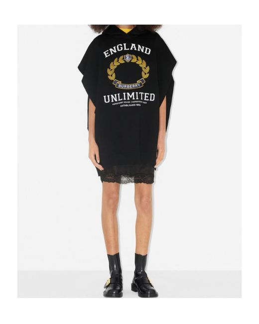 Burberry Black Graphic-Print Hooded Poncho for men