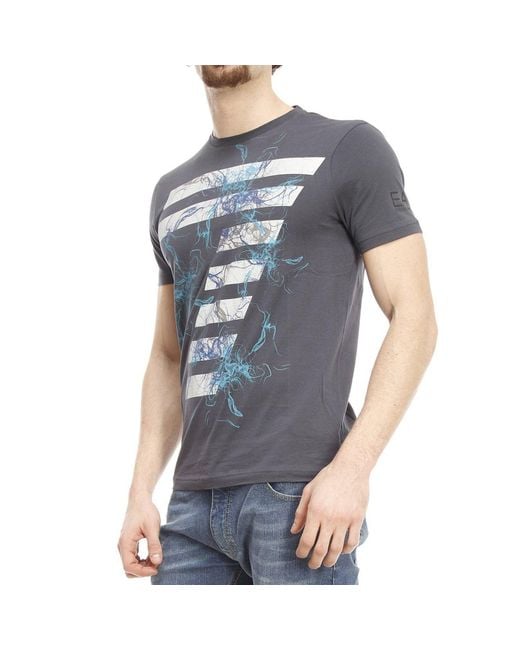 EA7 Gray Dark Logo Round Collar T-Shirt for men