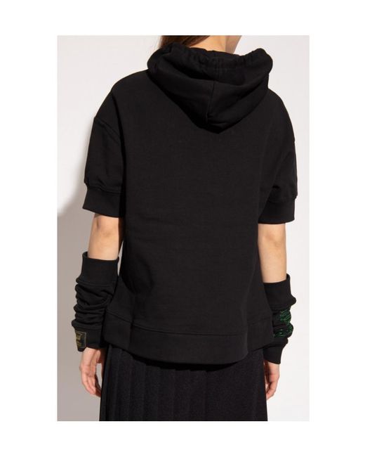 Raf Simons Black Grimrawler-Printed Attached Sleeve Hoodie