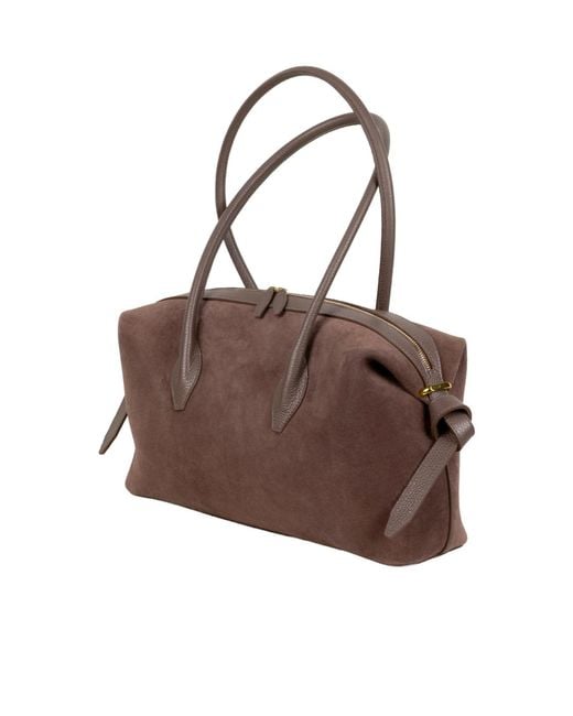 Yuzefi Brown Zippered Shoulder Bag
