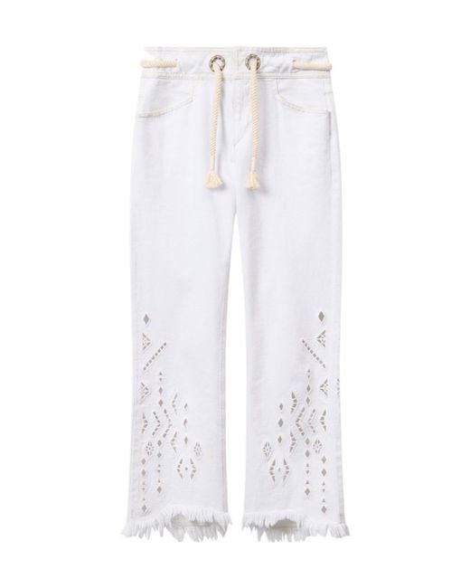 Isabel Marant White Alison Broderie Kick Flare Pants