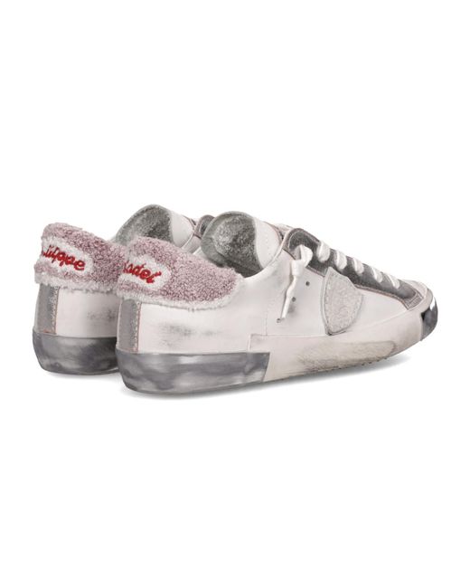 Philippe Model White Logo Embroidered Sneakers