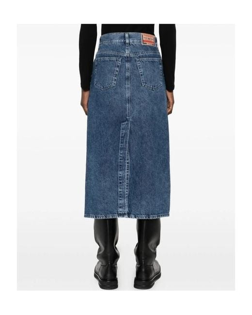 DIESEL Blue De-Skye-S1 Denim Midi Skirt