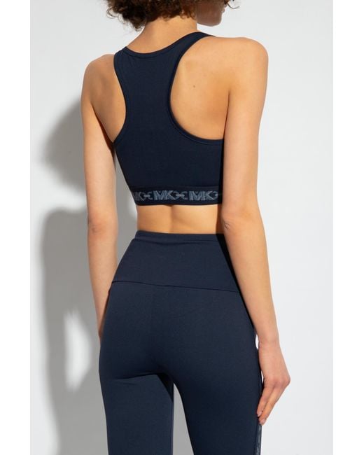 MICHAEL Michael Kors Blue Logo-Strap Sports Bra