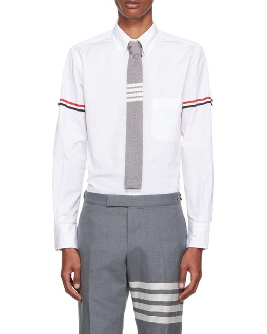 Thom Browne White Rwb Striped Long-Sleeved Shirt for men
