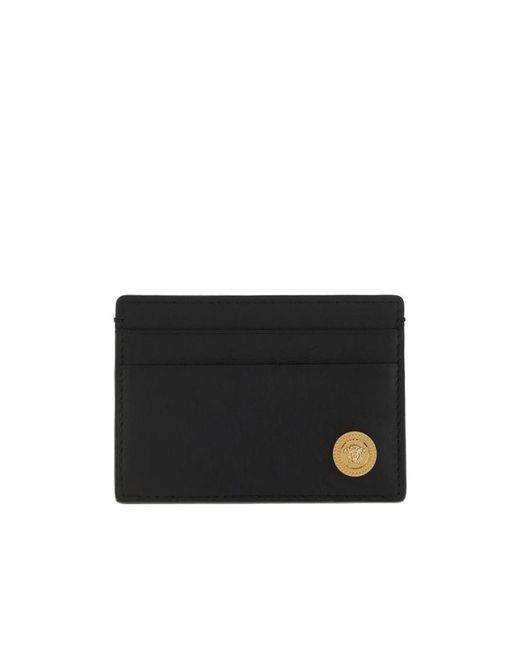 Versace Black Medusa Head Plaque Cardholder for men