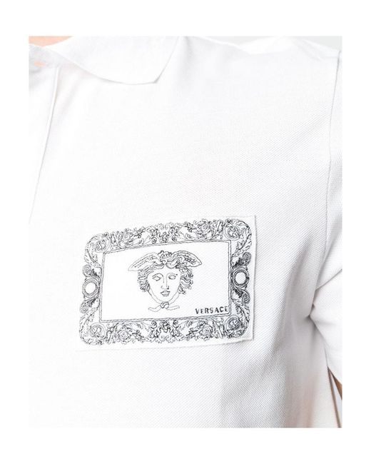 Versace White Printed Polo Shirt for men