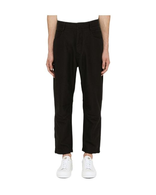 Stone Island Black Cropped Tailored Trousers for men