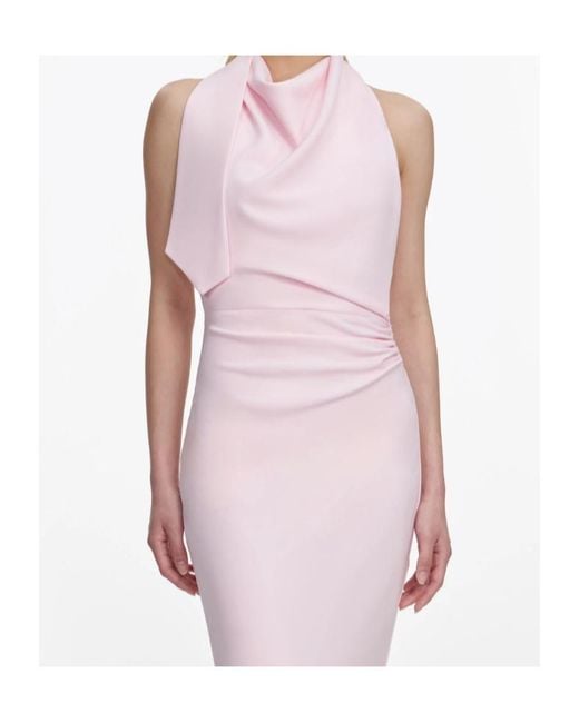 Self-Portrait Pink Cowl-Neck Draped Maxi Dress