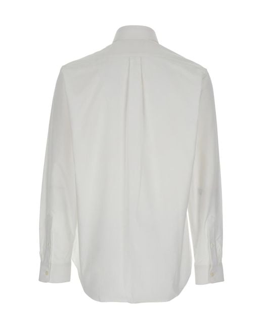 Givenchy White Logo Embroidered Long-Sleeved Shirt for men